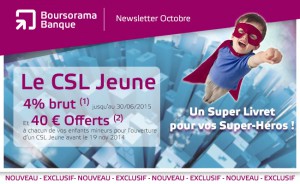 Boursorama, nouvelle prime en ouvrant un CSL Jeune